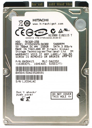 Жесткий Диск Hitachi 0A56415 250Gb 5400 SATA 2,5" HDD