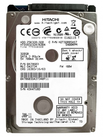 Жесткий диск Hitachi HTS543232A7A384 320Gb 5400 SATAII 2,5" HDD