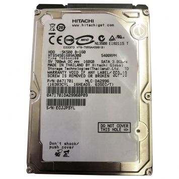 Жесткий диск Hitachi HTS545016B9A300 160Gb 5400 SATAII 2,5" HDD