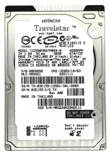 Жесткий диск Hitachi 92P6591 30Gb 4200 IDE 2,5" HDD