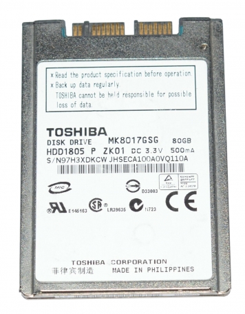 Жесткий диск Toshiba MK8017GSG 80Gb 5400 SATA 1,8" HDD