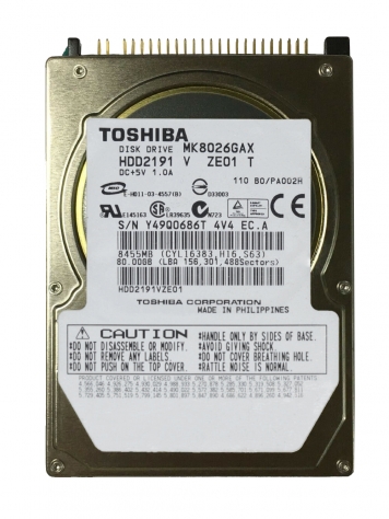 Жесткий диск Toshiba MK8026GAX 80Gb 5400 IDE 2,5" HDD