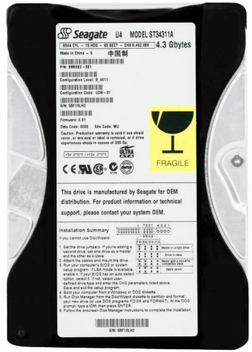 Жесткий диск Seagate ST34311A 4,3Gb 5400 IDE 3.5" HDD