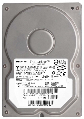 Жесткий диск Hitachi IC35L060AVV207-0 60Gb 3,5" HDD