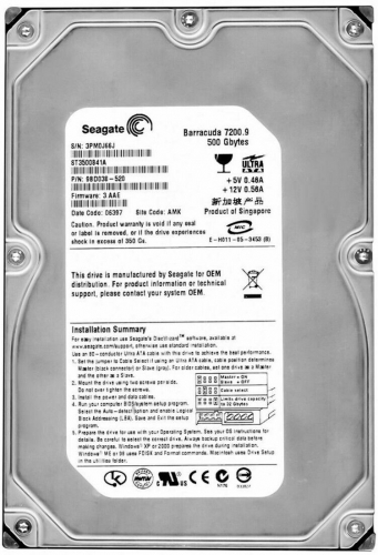 Жесткий диск Seagate 9BD038 500Gb 7200 IDE 3.5" HDD