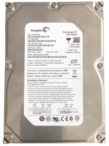 Жесткий диск Seagate ST3750640NS 750Gb  SATAII 3,5" HDD