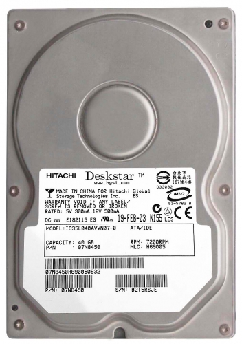 Жесткий диск IBM 07N8450 40Gb 7200 IDE 3.5" HDD