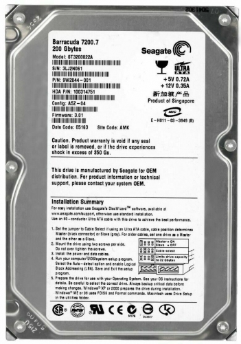 Жесткий диск Seagate 9W2844 200Gb 7200 IDE 3.5" HDD