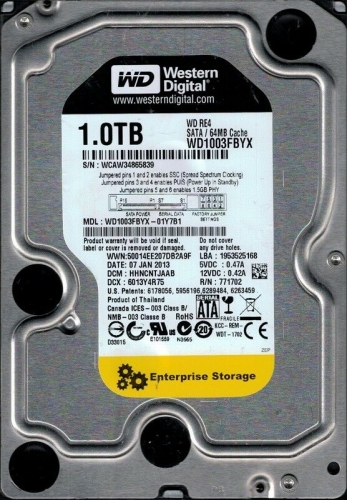 Жесткий диск Western Digital WD1003FBYX-01Y7B1 1Tb  SATAII 3,5" HDD