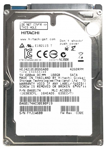 Жесткий Диск Hitachi HEJ421010G9SA00 100Gb SATA 2,5" HDD