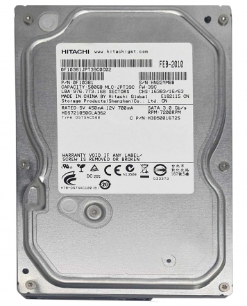 Жесткий диск Hitachi 0F10381 500Gb  SATAII 3,5" HDD