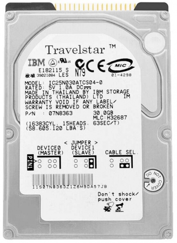 Жесткий диск IBM 07N7436 30Gb 4200 IDE 2,5" HDD