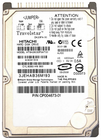 Жесткий диск Hitachi DK23FA-30 30GB IDE 2,5" HDD