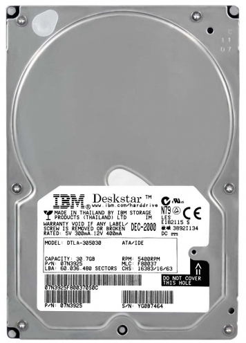 Жесткий диск IBM DTLA-305030 30,7Gb 5400 IDE 3.5" HDD