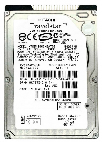 Жесткий диск Hitachi 0A25838 60Gb 5400 IDE 2,5" HDD