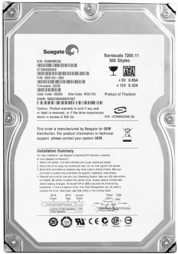 Жесткий диск Seagate ST3500820AS 500Gb  SATAII 3,5" HDD