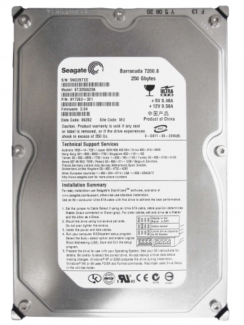 Жесткий диск Seagate 9Y7263 250Gb 7200 IDE 3.5" HDD