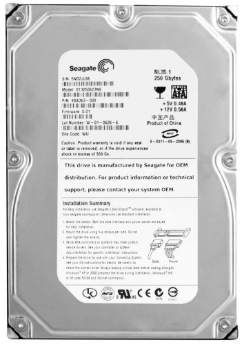 Жесткий диск Seagate ST3250623NS 250Gb  SATA 3,5" HDD