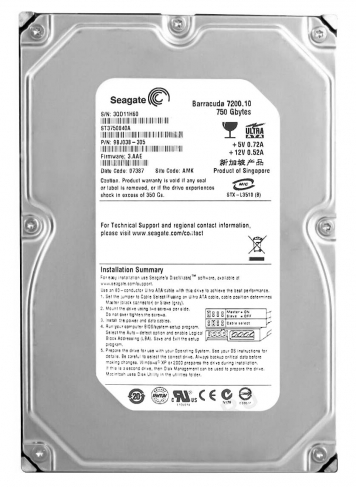 Жесткий диск Seagate 9BJ038 750Gb 7200 IDE 3.5" HDD