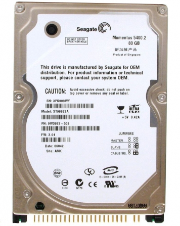 Жесткий диск Seagate 9W3883-502 80Gb 5400 IDE 2,5" HDD