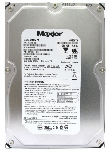 Жесткий диск Maxtor STM3250620A 250Gb 7200 IDE 3.5" HDD