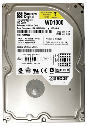 Жесткий диск Western Digital WD1000JB 100Gb 7200 IDE 3.5" HDD