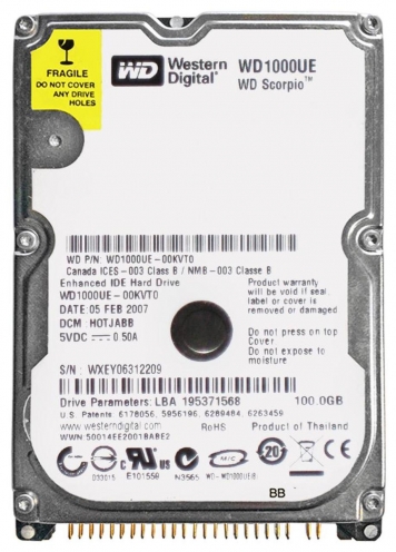 Жесткий диск Western Digital WD1000UE 100Gb 5400 IDE 2,5" HDD