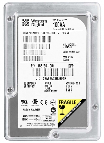 Жесткий диск Western Digital WD100AA 10Gb 5400 IDE 3.5" HDD
