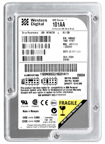 Жесткий диск Western Digital WD101AA 10.1Gb 5400 IDE 3.5" HDD