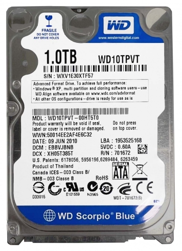 Жесткий диск Western Digital WD10TPVT 1Tb 5400 SATAIII 2.5" HDD