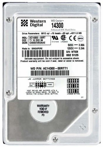 Жесткий диск Western Digital WD14300 4.3Gb 5400 IDE 3.5" HDD