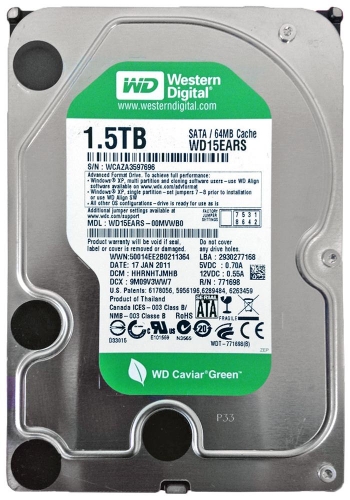 Жесткий диск Western Digital WD15EARS 1,5Tb 7200 SATAII 3.5" HDD