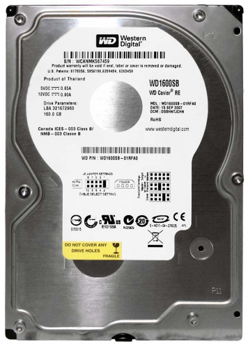Жесткий диск Western Digital WD1600SB 160Gb 7200 IDE 3.5" HDD