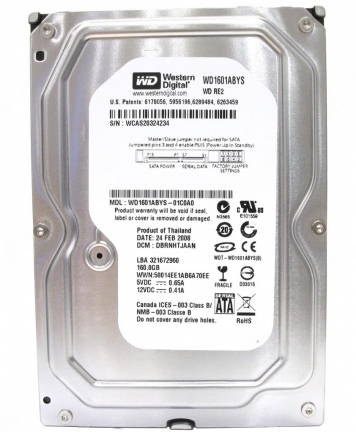 Жесткий диск Western Digital WD1601ABYS 160Gb 7200 SATAII 3.5" HDD