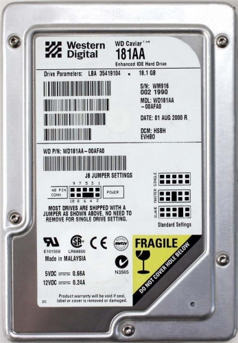 Жесткий диск Western Digital WD181AA 18Gb 5400 IDE 3.5" HDD