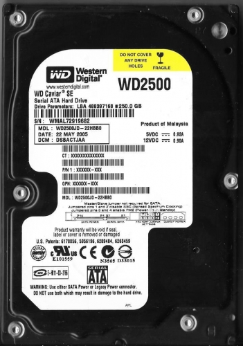 Жесткий диск Western Digital WD2500JD 250Gb  SATA 3,5" HDD
