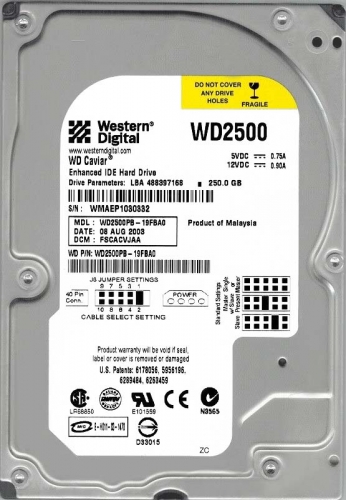 Жесткий диск Western Digital WD2500PB 250Gb 7200 IDE 3.5" HDD