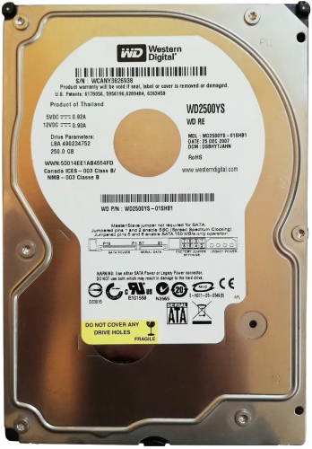 Жесткий диск Western Digital WD2500YS 250Gb  SATAII 3,5" HDD