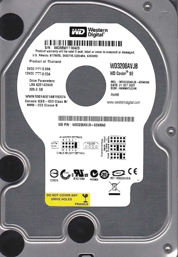 Жесткий диск Western Digital WD3200AVJB 320Gb 7200 IDE 3.5" HDD