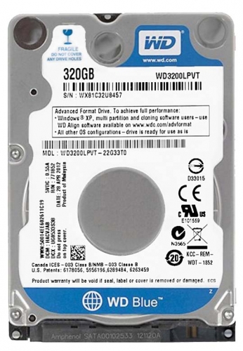 Жесткий диск Western Digital WD3200BEVT-22ZCT0 320Gb 5400 SATAII 2,5" HDD