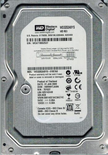 Жесткий диск Western Digital WD3202ABYS 320Gb 7200 SATAII 3.5" HDD