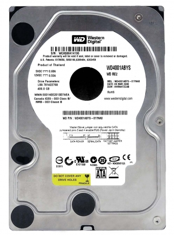 Жесткий диск Western Digital WD4001ABYS 400Gb  SATAII 3,5" HDD