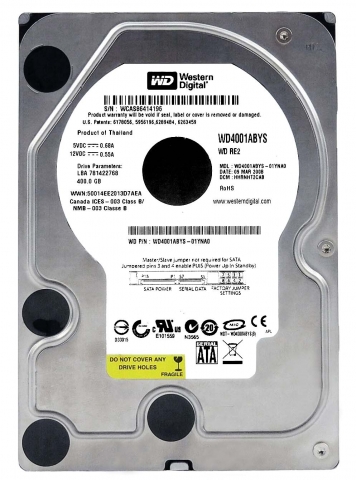 Жесткий диск Western Digital WD4001ABYS 400Gb SATAII 3,5" HDD