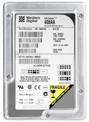 Жесткий диск Western Digital WD408AA 45Gb 5400 IDE 3.5" HDD