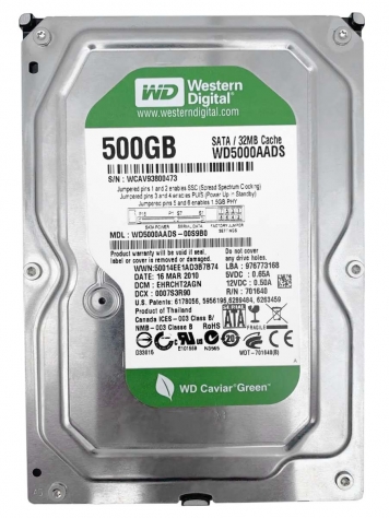 Жесткий диск Western Digital WD5000AADS 500Gb IntelliPower SATAII 3.5" HDD