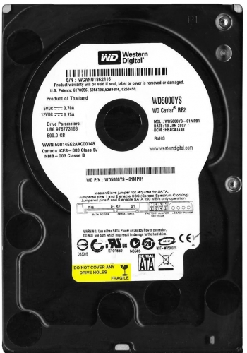 Жесткий диск Western Digital WD5000YS 500Gb  SATAII 3,5" HDD