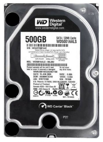 Жесткий Диск Western Digital WD5001AALS 500Gb 7200 SATAIII 3,5" HDD