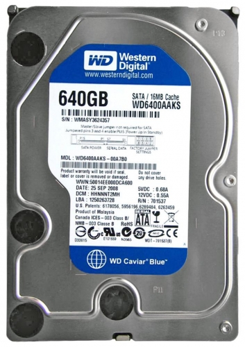 Жесткий диск Western Digital WD6400AAKS 640Gb 7200 SATAII 3.5" HDD
