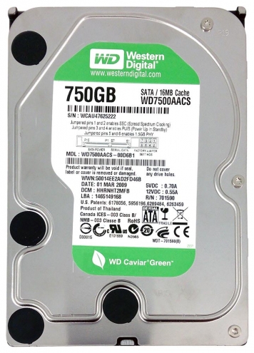 Жесткий диск Western Digital WD7500AACS 750Gb  SATAII 3,5" HDD