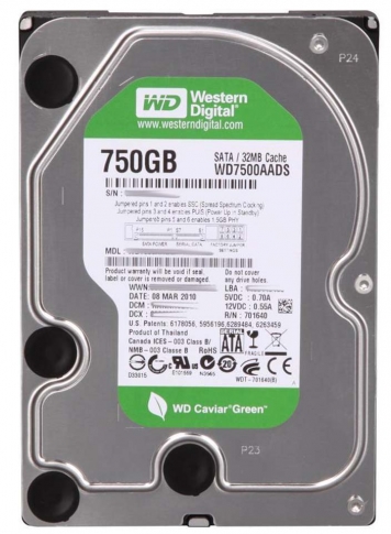 Жесткий диск Western Digital WD7500AADS 750Gb IntelliPower SATAII 3.5" HDD